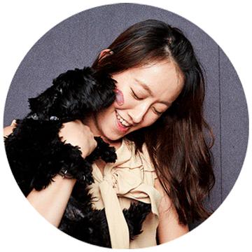 black dog and girl