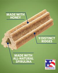 made with honey, 9 distinct ridges, made with all-natural spirulina