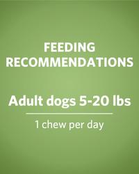 feeding recommendations, adult dogs 5-20 pounds, 1 chew per day
