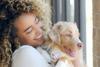 Owner and her puppy